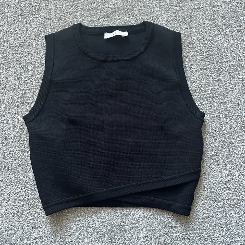 A.L.C. Black Textured Crop Top